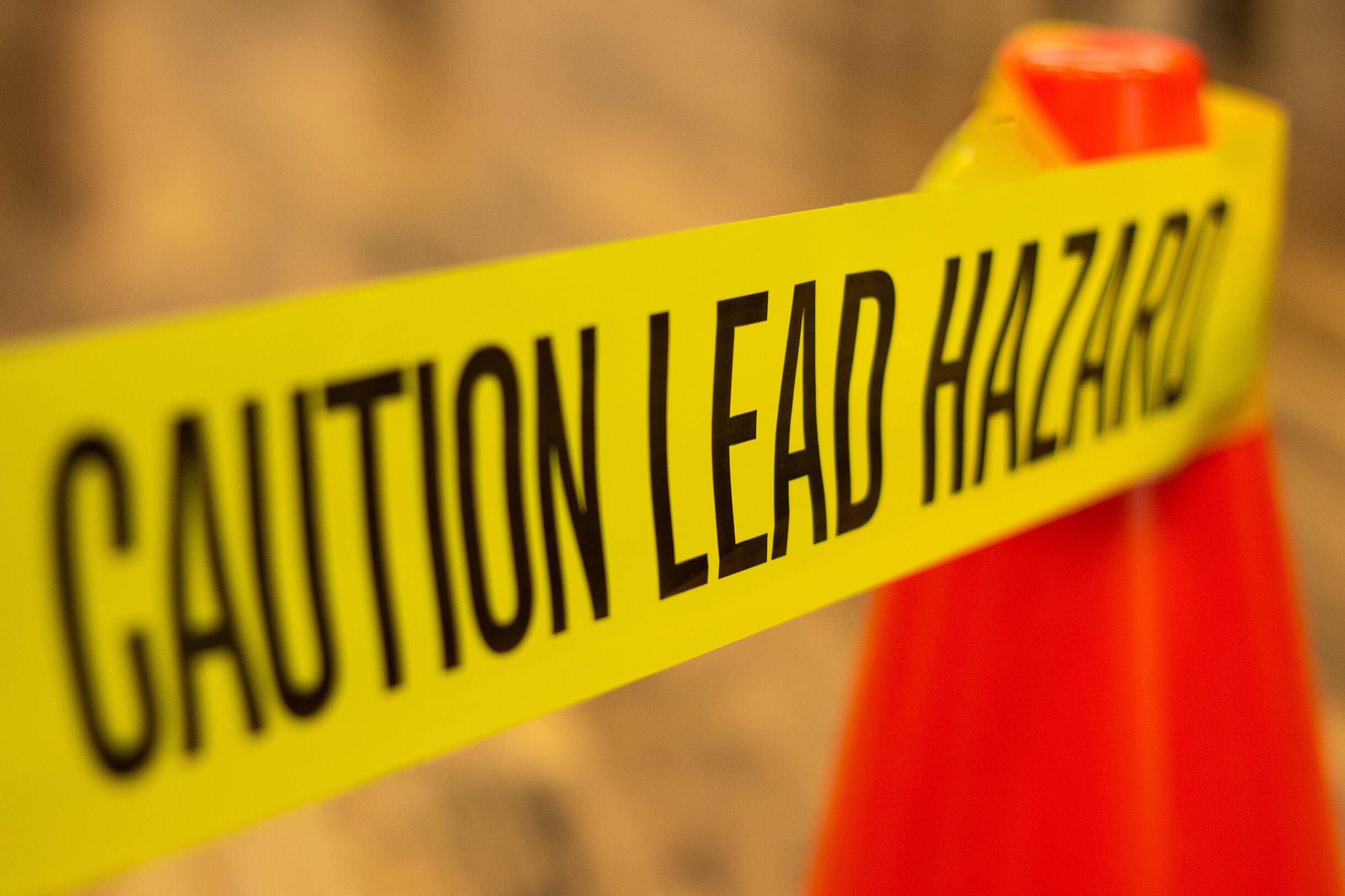 Caution lead hazard tape